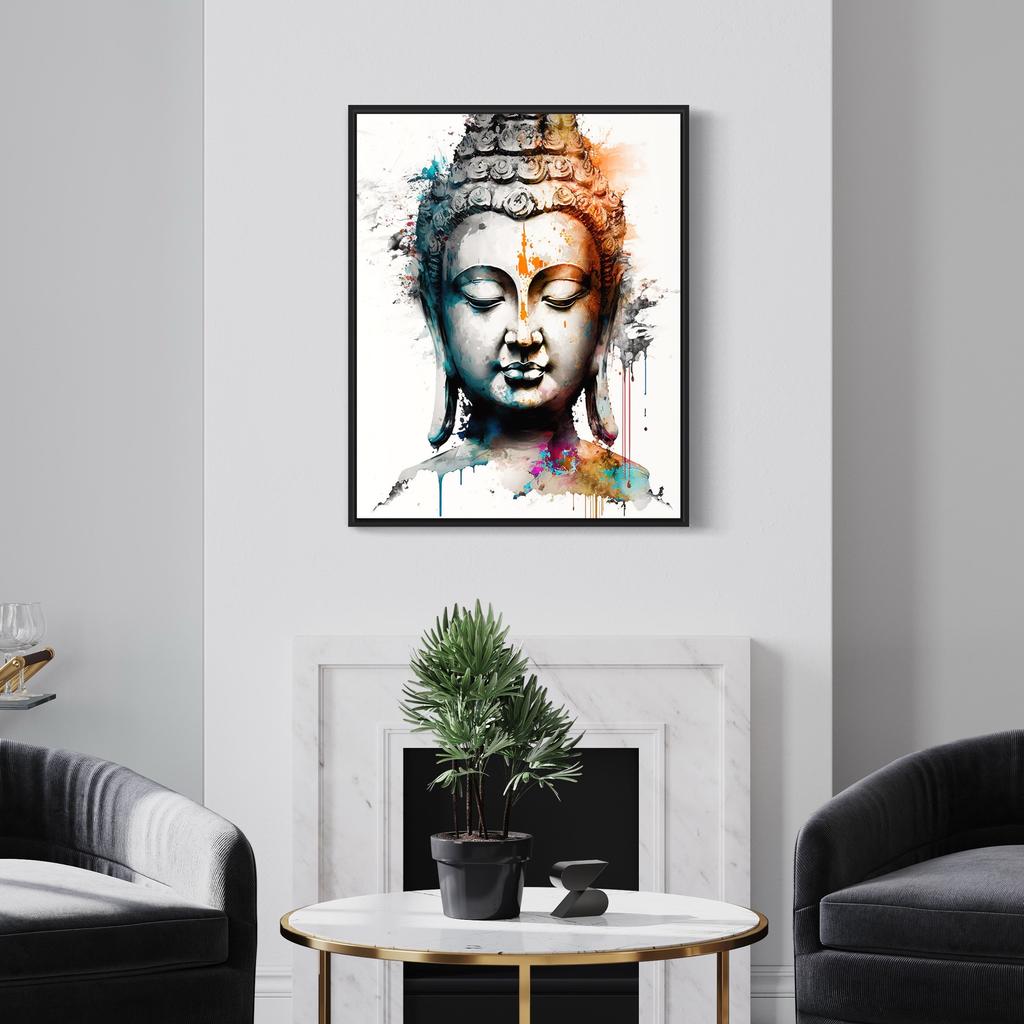 Акварельная статуя Будды, постер, эстетическая медитация, религия, холст, картина, настенная живопись, декор комнаты, украшение для дома и церкви