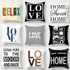 Gray White Black Letter Home Decoration Pillowcase Square  Party Sofa  Office  Cushion Cover