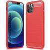 Protective Case - PROSHOP - for iPhone 12 Pro Max - Red - Flexible - Carbon Fiber