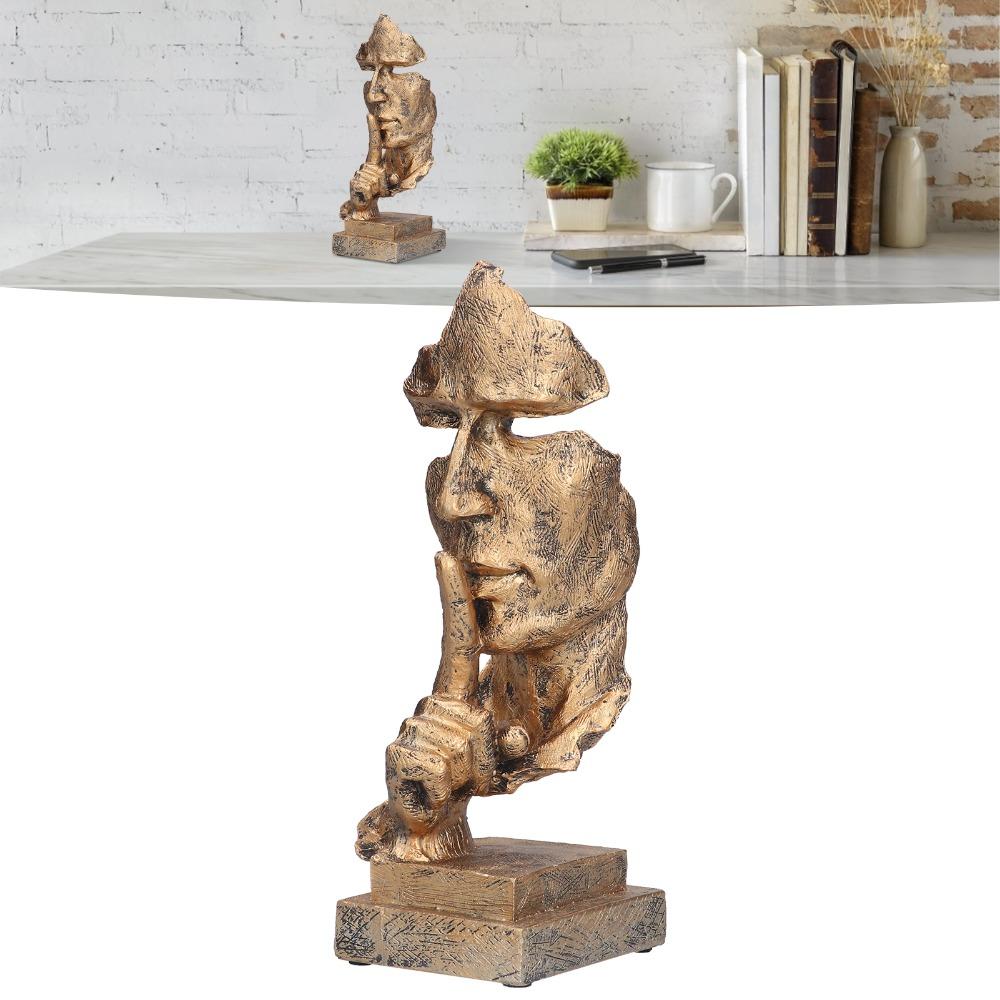 Desktop Keep Silence Statue Office Decor Silence Thinker Decoration Face Sculpture  Home