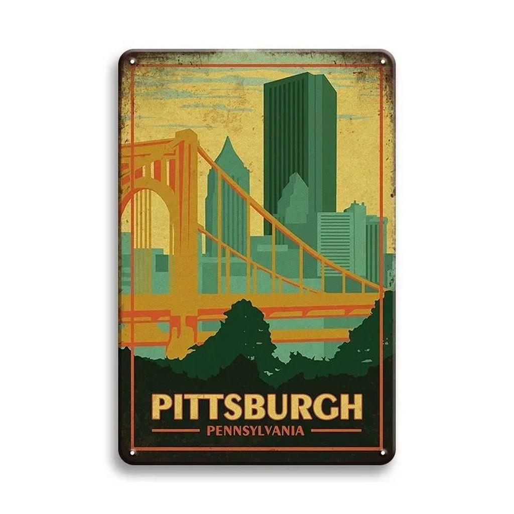 Vintage Travel Metal Sign Retro City Poster Tin Plaque for Home Bar Pub Cafe Decoration Paris Britain Venice New York Chicago Sy