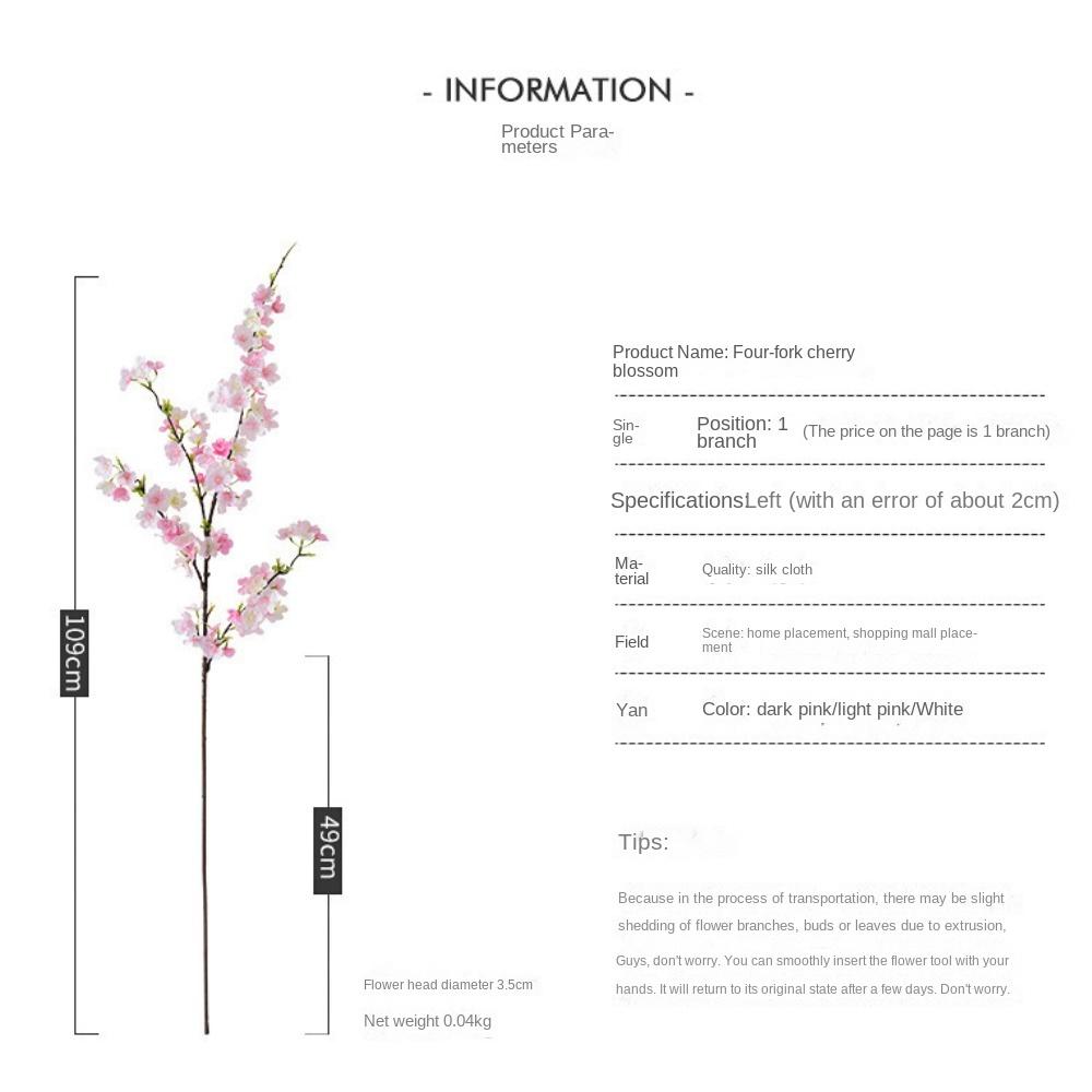 109cm Simulated Flower Folding Sakura Artificial Flower Multi Colored Iron Wire Inner Lining Floral Bouquet Wedding Decoration