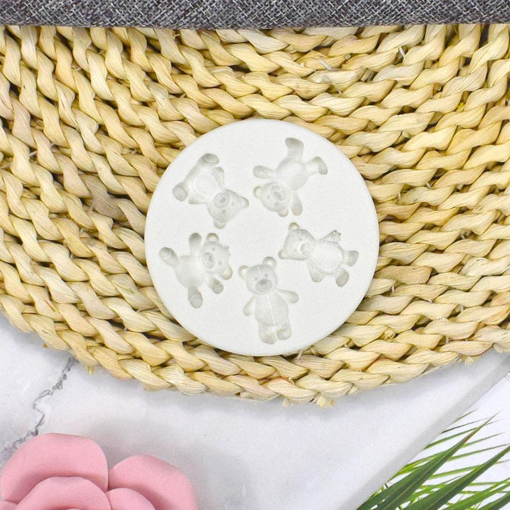 5-соединительная форма для сахарного торта с медведем, форма для помадки, пищевая силиконовая форма, инструменты для выпечки, форма для сахара, форма для шоколадной помадки