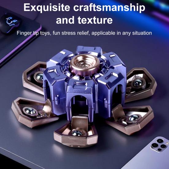Fidget Spinner Toy Stress Anxiety Relief Teens Adults Extendable Armor Fingertip Gyroscope Portable Travel Sensory Spinning Toy
