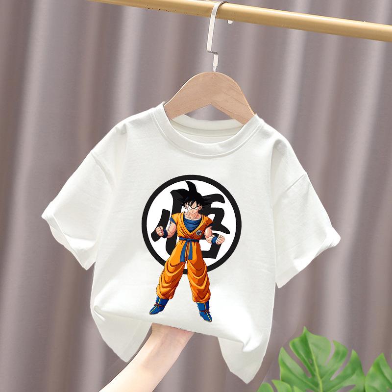 Dragon Ball Kid Goku on Flying Nimbus Kids Cotton T-Shirt, Boys Girls Casual Tee, Cute Anime Print Summer Tops for Fans
