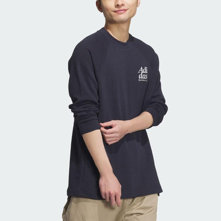 Adidas Футболка мужская с вышитыми буквами, спортивная, повседневная, с длинным рукавом, с принтом, легендарная, чернильно-синяя JE6097