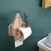 Toilet Paper Holder Funny Frog Design Easy To Install Wall-Mounted Wooden Roll Paper Stand Bathroom Decor