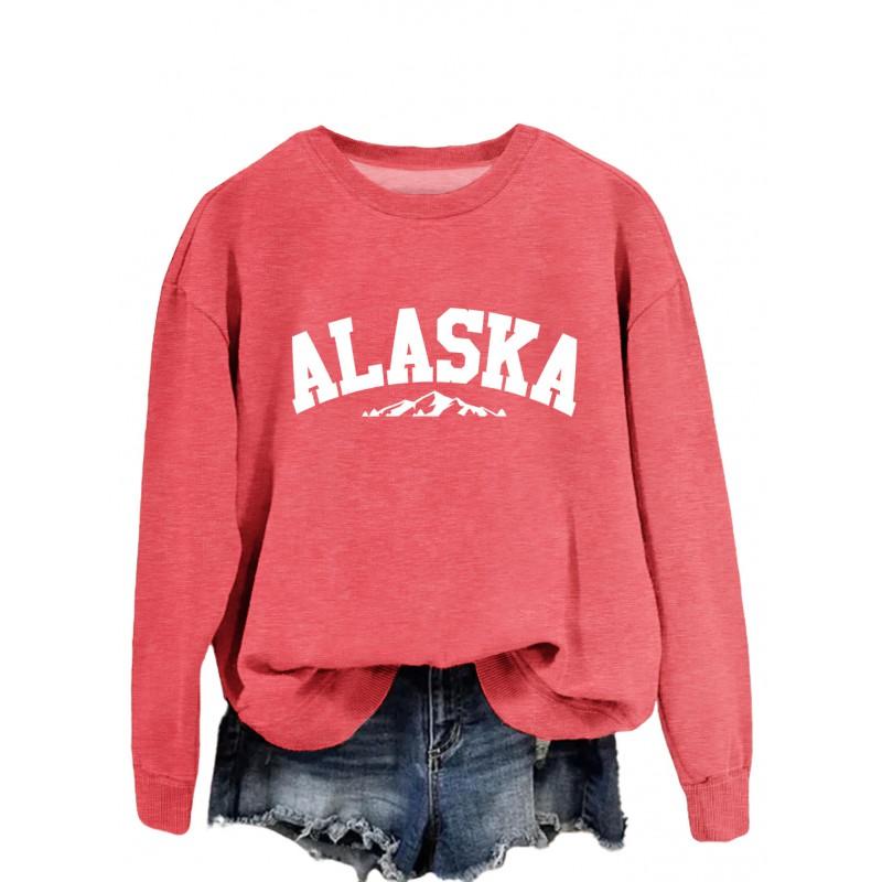 Womens Oversized Crewneck Long Sleeve Sweatshirt Casual Streetwear Printed Cotton Hoodie-Free Size S-XXL