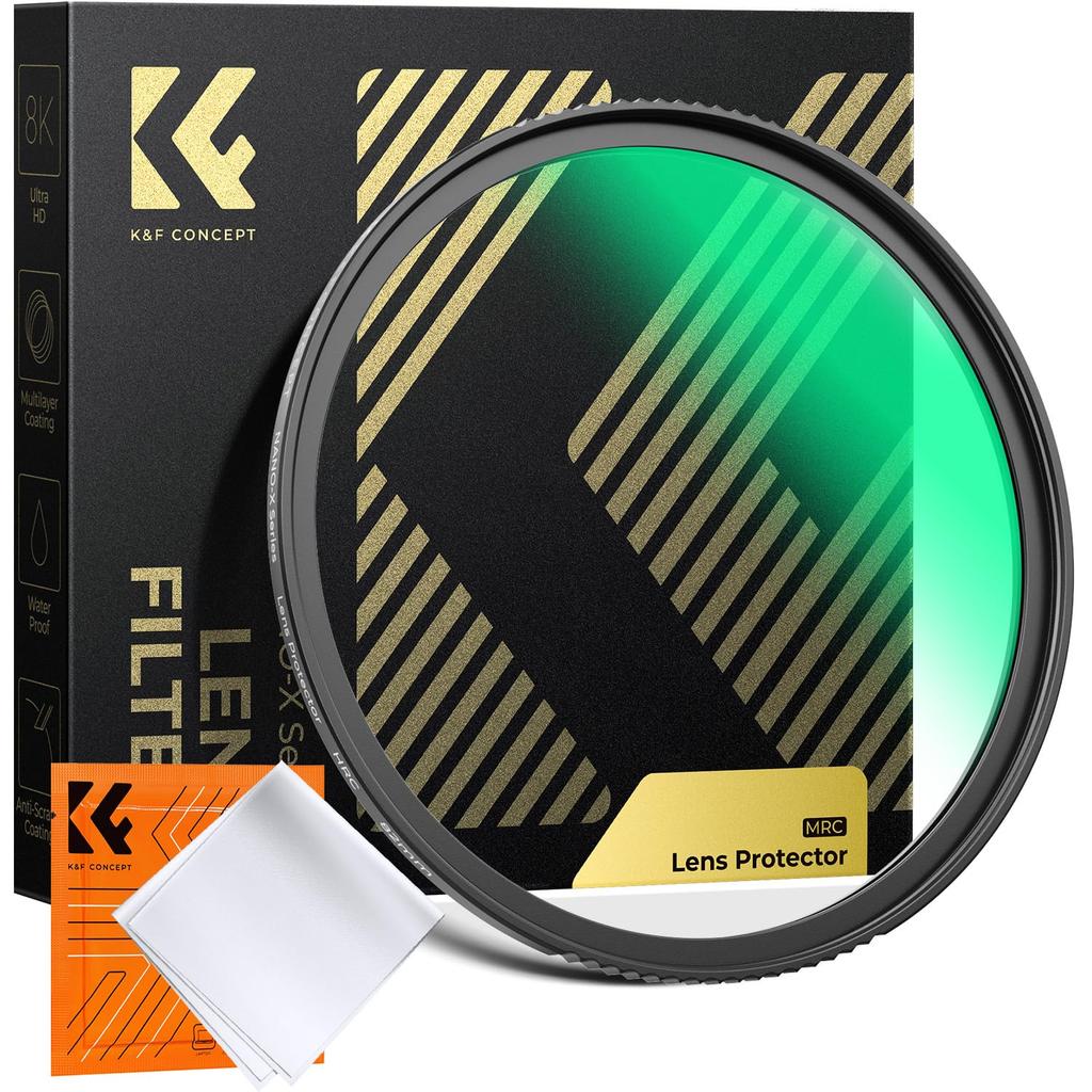 Concept Lens Protection Filter 52mm Lens Protection Lens Protector Nano Coating High Transmittance Cleaning Cloth Included K&F Water-repellent,