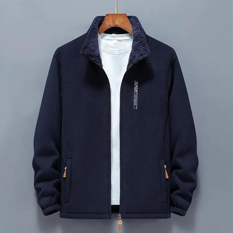 Осень и Зима Мужской Уличный Плюс Бархатный Толстый Свитер Мужская Теплая Одежда Куртка Свободного Большого Размера Флисовая Повседневная Куртка-Кардиган