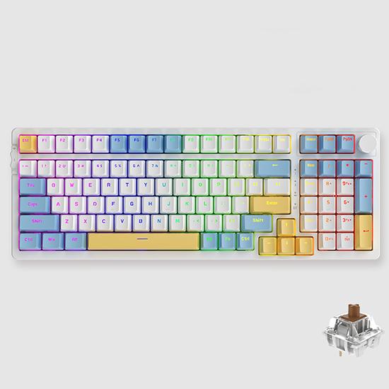 Ajazz AK992 92-keys Hot-swappable OEM PBT Keycaps Three-mode RGB Backlight Switch Mechanical Keyboard