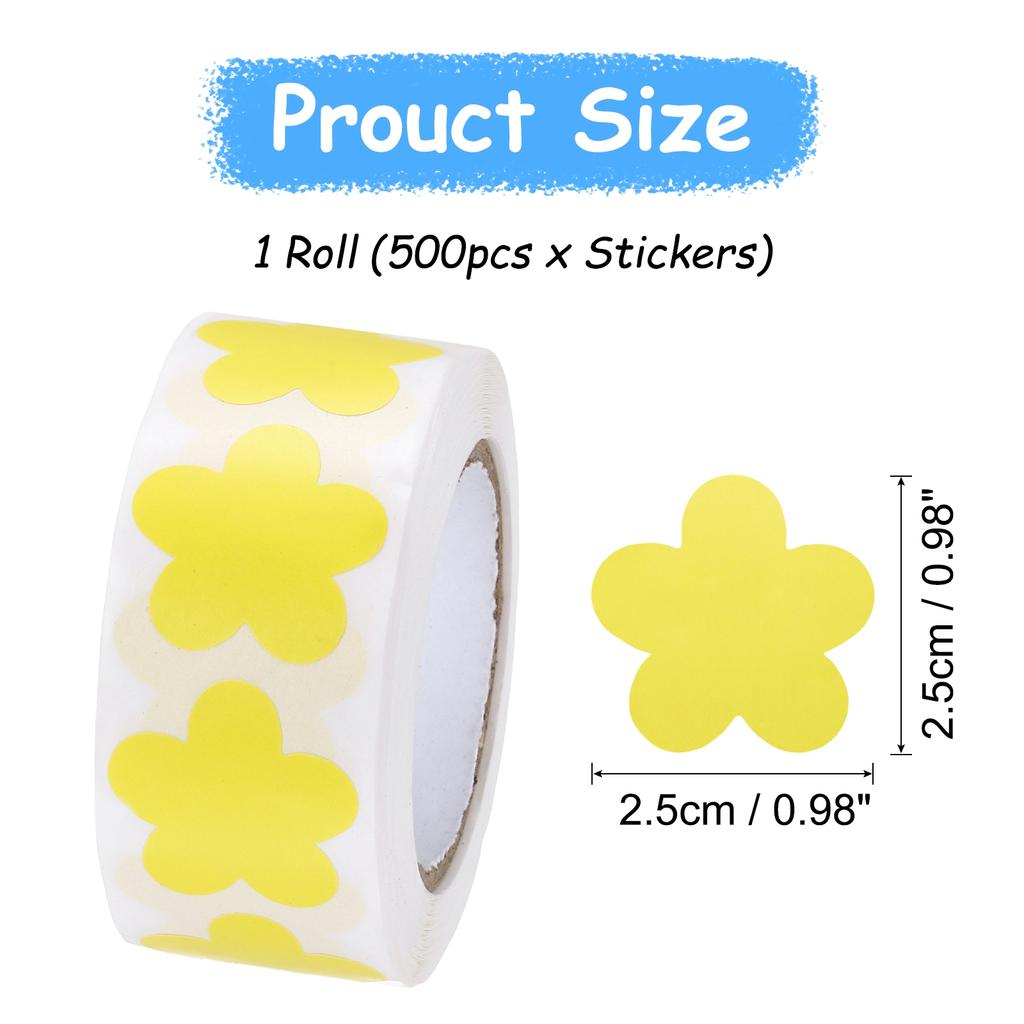 500 Labels Daisy Stickers PVC 1 Inch Daisy Shaped Sticker Labels Self-Adhesive Cute Decals for Envelope Scrapbook Award Charts