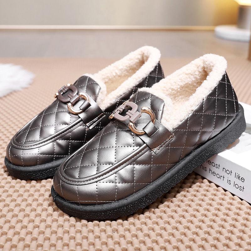 Winter Snow Boots Fleece Thickened Warm Fluffy Shoes Small Fragrant Wind Women's Short Boots Leather Waterproof Mother Shoes