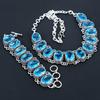 Beautiful  Blue Topaz Gemstone Handmade 925 Sterling Silver Jewelry  Blue Topaz Neclace Bracelet Set, Antique Jewelry Set, Bracelet For Mom Gift