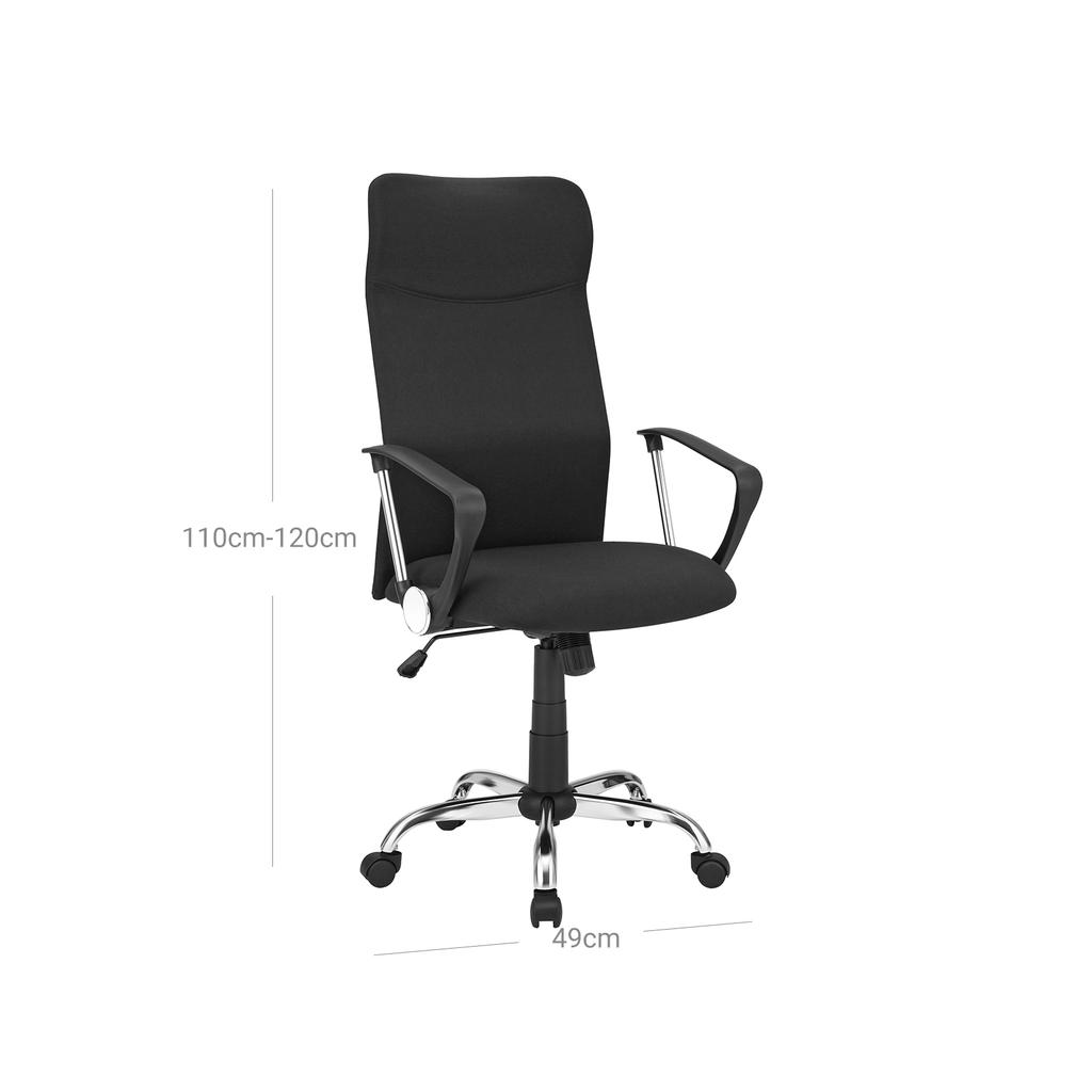 SONGMICS OBN034B01 Office Chair Ergonomic Swivel Chair Padded Seat Fabric Cover Adjustable and Tiltable up to 120 kg Load Capacity Black