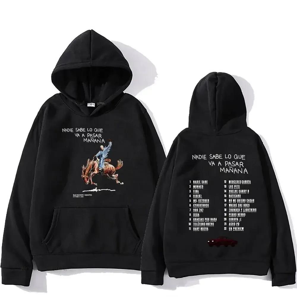 2025 Men's Hoodie Bad Bunny RIP Hoodie Sudaderas album Sporty long-sleeved Casual Loose clothing