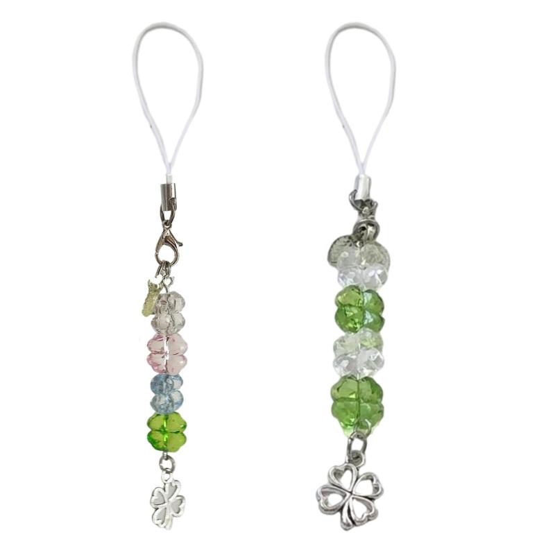 Изготовленный вручную бисерный брелок для телефона с четырьмя клеверами, модный брелок для ключей, подвесной аксессуар для удачи и счастья