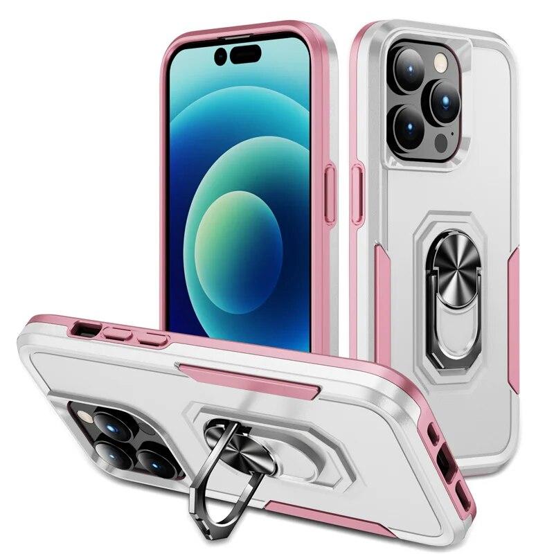Armor Shockproof Magnetic Ring Phone Case For iPhone 13 11 12 14 Pro Max XR X XS Max 13Pro Hard PC Ring Holder Bumper Back Cover