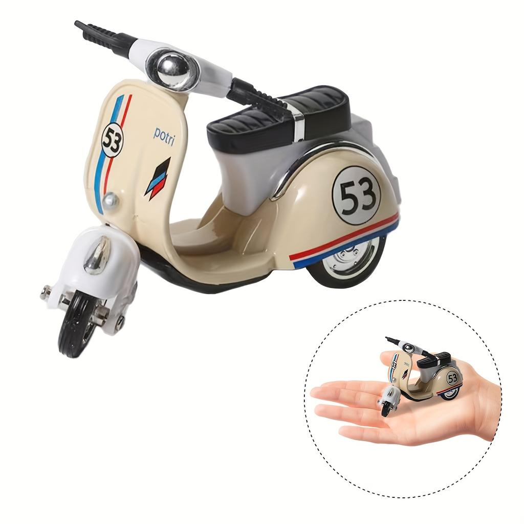 Винтажное пластиковое настольное украшение в форме скутера - Ретро стиль, красно-синие полосы, батарейки не требуются, идеально для дома, офиса, для использования в помещении/на улице