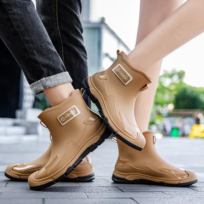 Пара дождевых ботинок для мужчин и женщин, летние короткие водонепроницаемые и нескользящие уличные износостойкие морские резиновые сапоги