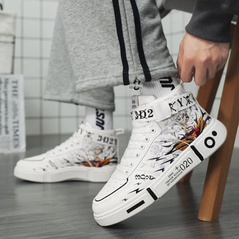 Модные белые кроссовки для скейтбординга, мужские повседневные кроссовки 2024 года, осенние высокие дизайнерские кроссовки в стиле аниме, женская обувь, zapatillas de hombre