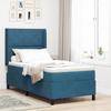 Box Spring Bed with Mattress and Headboard Blue 90 x 190 cm Velvet