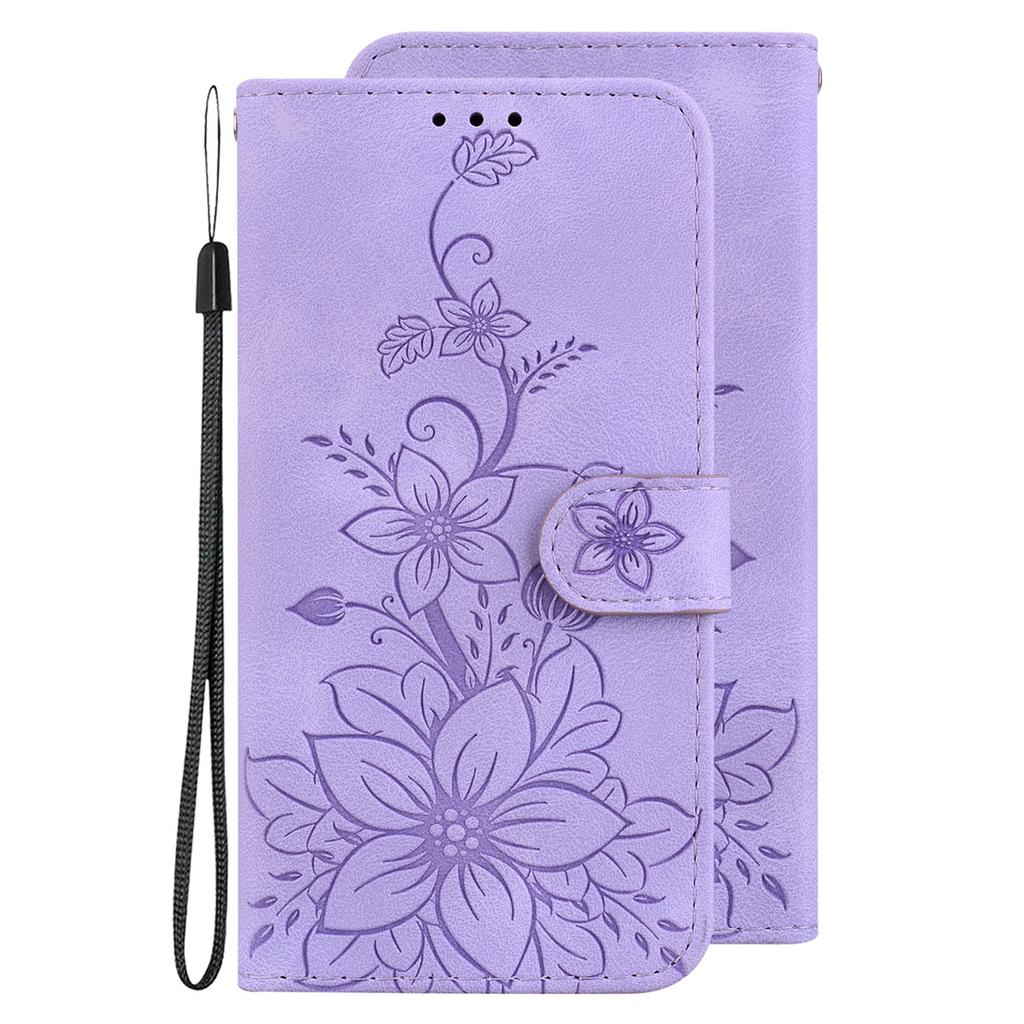 For For Samsung Galaxy S Series,A Series,M Series,Note Series,F Series,J Series.Embossing Process Lily Flower Wallet Leather Flip Cover Case