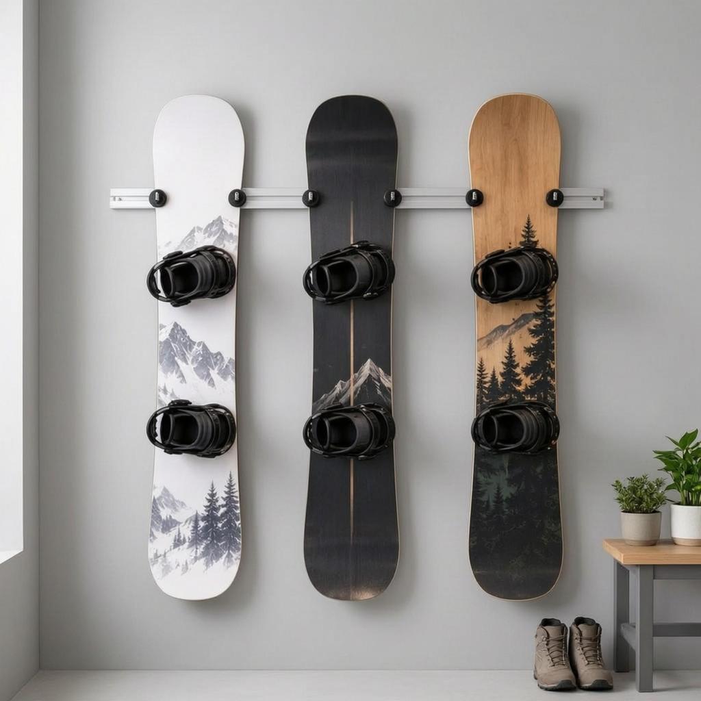 Ski and Snowboard Wall Rack Easy Installation for Entryway