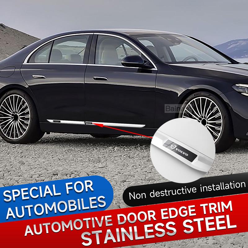 For Volvo Car Stainless Steel Side Door Body Guard Strips Protector Decorative Cover Trims For VOLVO XC90 S60 S90 XC60 V90 Car A