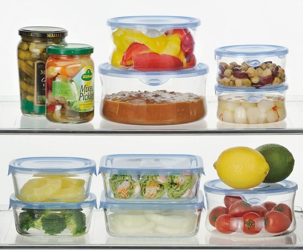 Glass Storage Aqua Set of 1 Pack KBC3240BLN Heat-resistant Container, Blue, Square, S, 450ml, 4, Rice, Serving, & Range, [product]