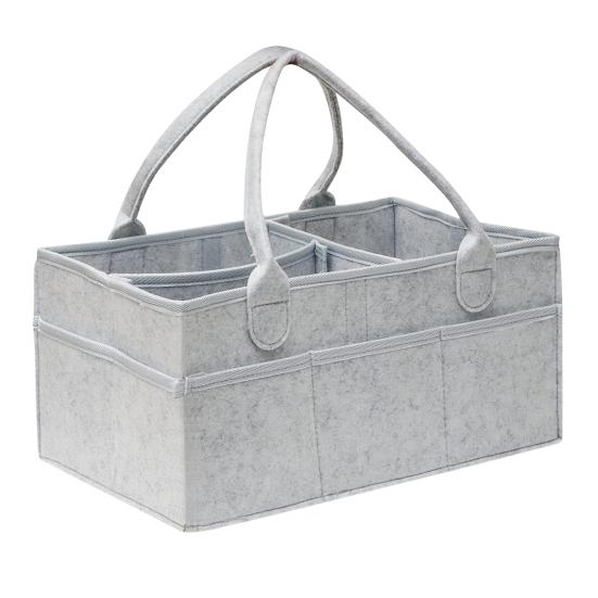 Baby Diaper Caddy Organizer with Dividers Portable Car Diaper Box Felt Diaper Caddy with Handle Nursery Basket