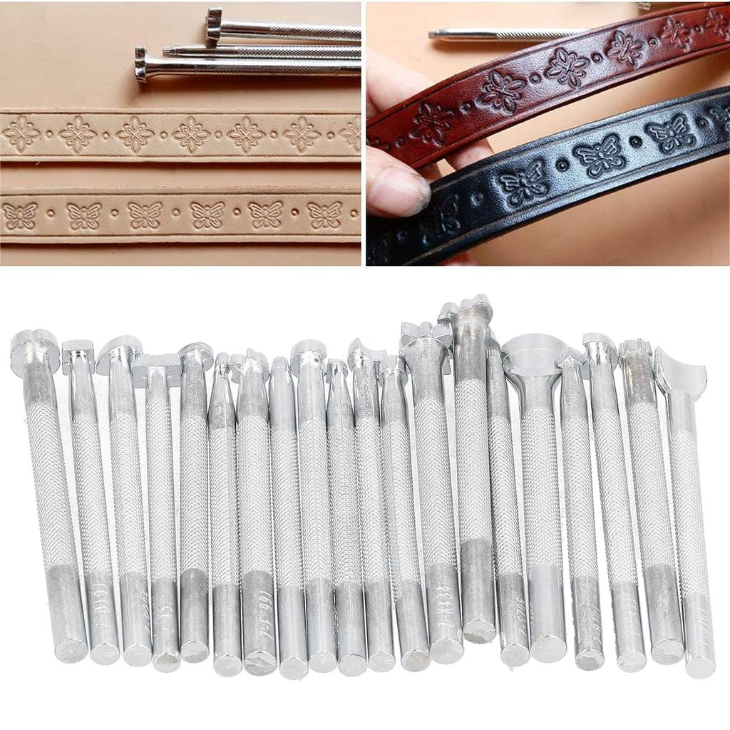 20Pcs Leather Stamp Punch Stamping Carving Pattern Making Tool Leathercraft Embossing Mold