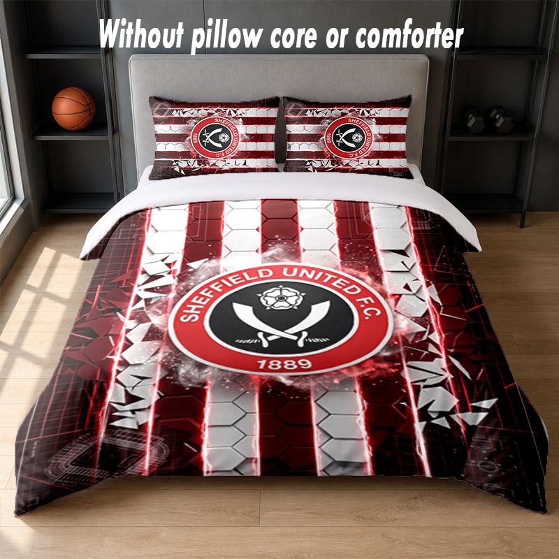 Футбольный дизайн Sheffield United Комплект постельного белья 1 пододеяльник + 2 наволочки Мягкое дышащее домашнее постельное белье