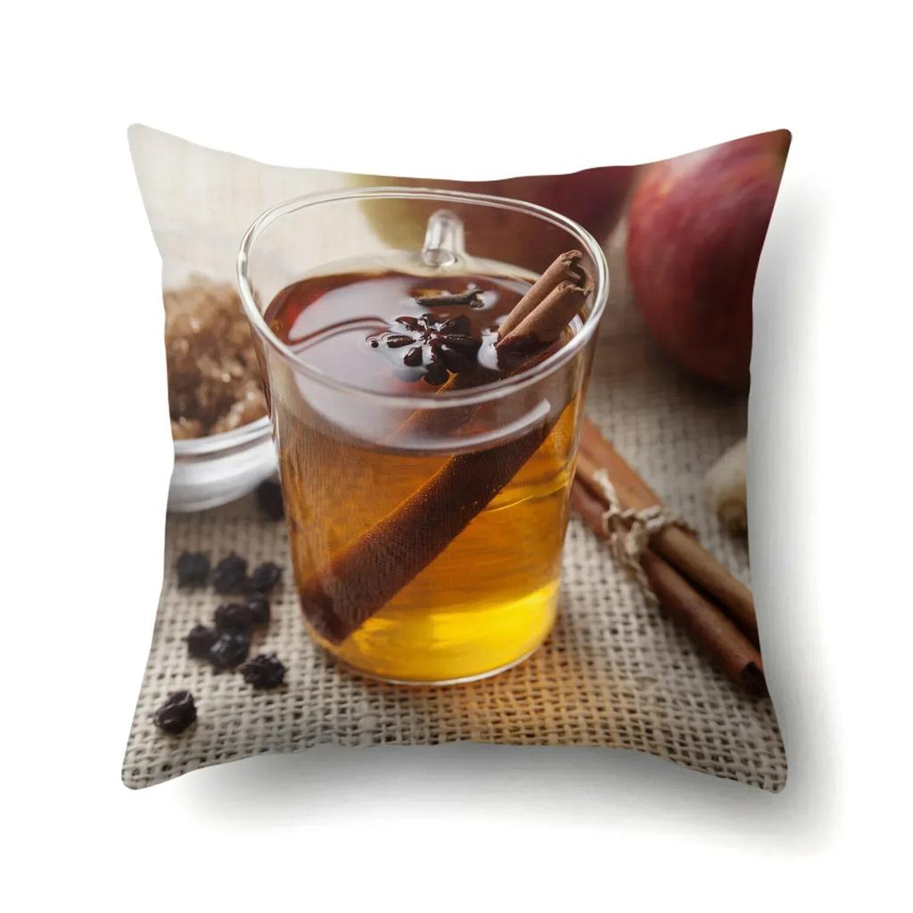 Наволочка с чашкой черного чая для офисного поясного дивана