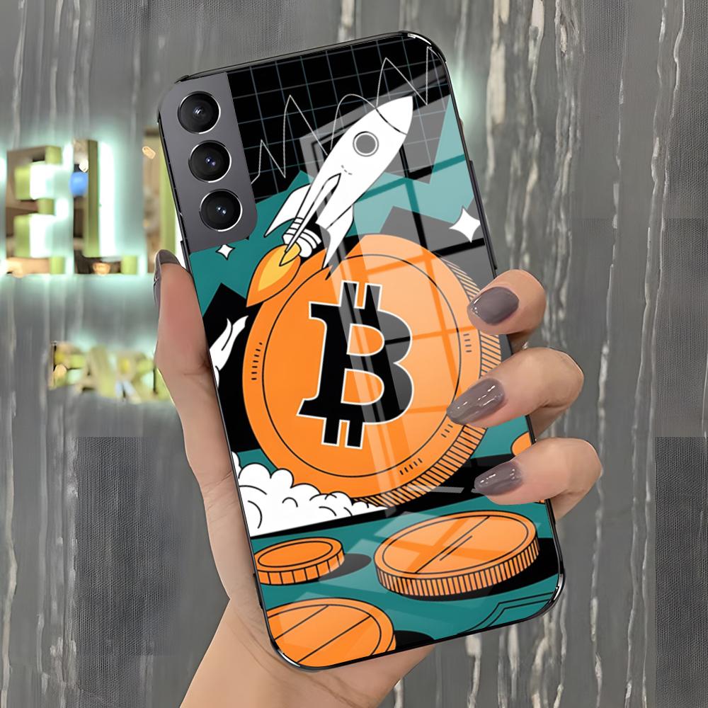 Bitcoin Phone Case For Samsung A25 A13 A33 5G A54 A36 A35 A56 A52 A14 Shockproof Glass Cover