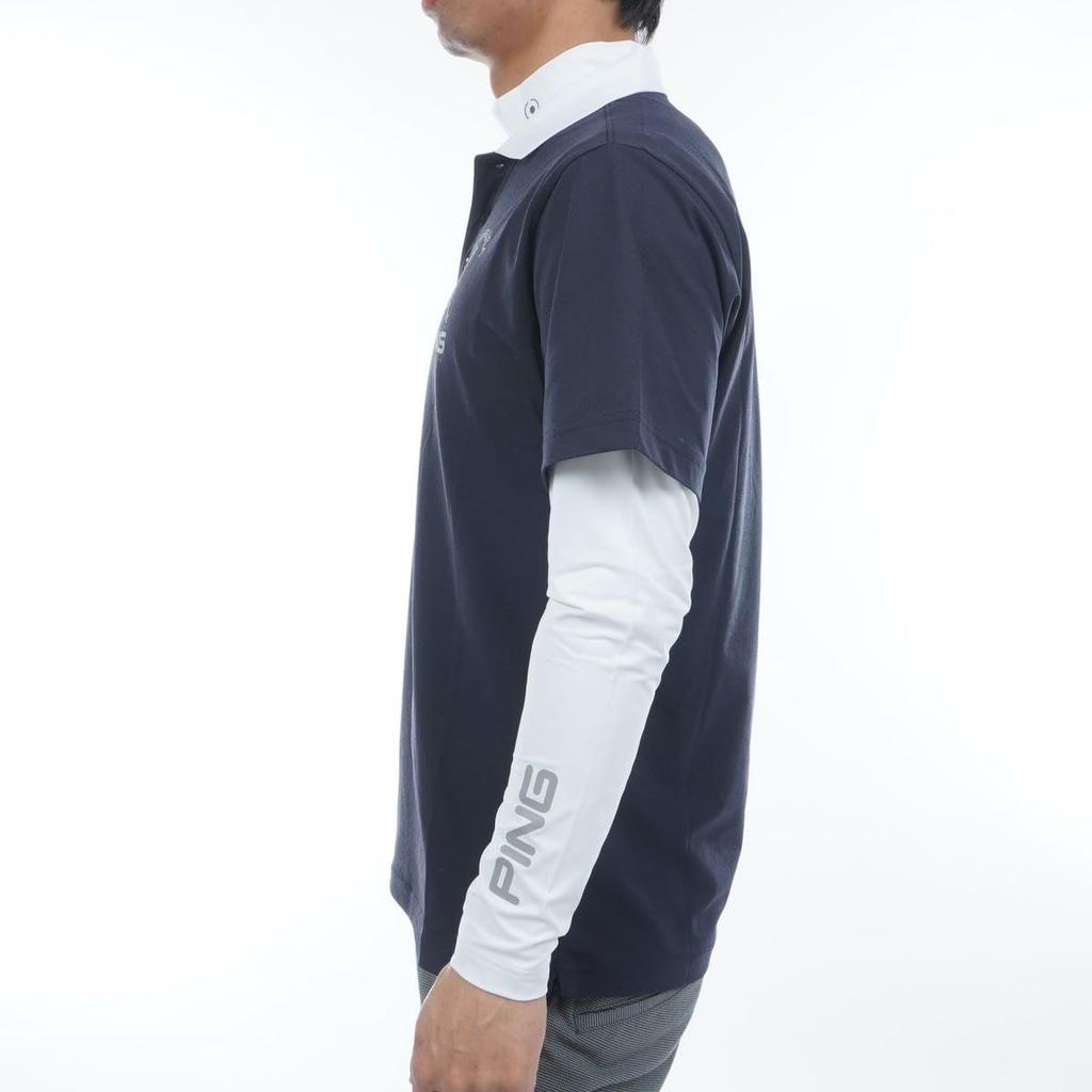 [Ping Apparel] Men's Layered Twin Set (moisture Wicking, Quick Drying, UV Protection)  Golf  621-5160205 120Navy LL