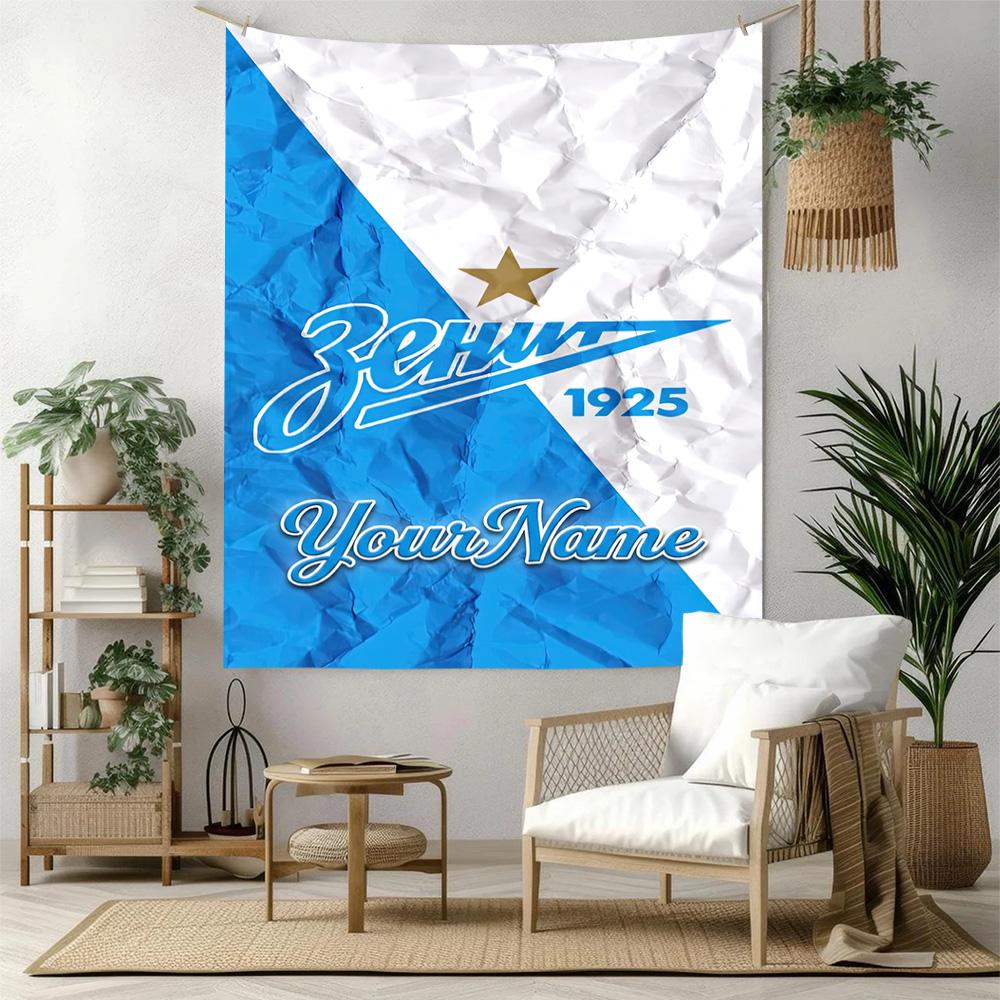 Fc Zenit Saintpetersburg Custom Your Name Wall Decor Tapestry Art For Pet Memorial Birthdaywedding Party Backdrop Family Gift