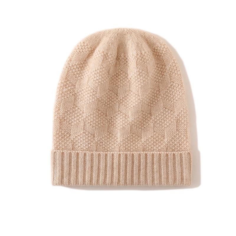 Women's Solid Color Cable Knit Earflap Hat - Cashmere 2025 Autumn/Winter Collection