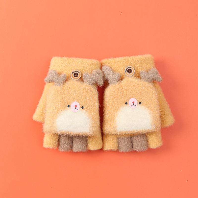 Новые детские перчатки Xuehuaxiu для тепла, милые мультяшные откидные вязаные перчатки для детского сада, оптом