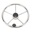 13 1 2 Inch Boat Steering Wheel 5 Spoke 25 Degree Stainless Steel Marine Steering Wheel with Center Cap and Grip for