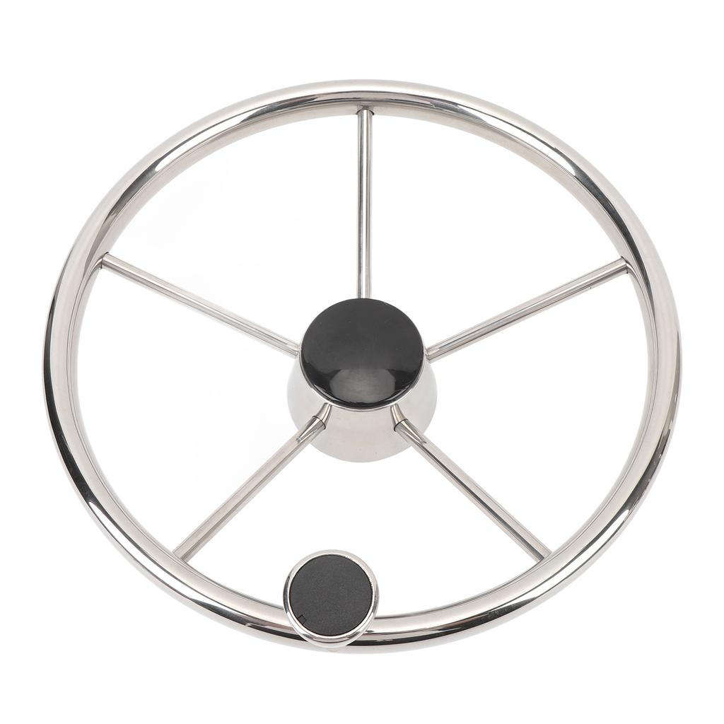 13 1 2 Inch Boat Steering Wheel 5 Spoke 25 Degree Stainless Steel Marine Steering Wheel with Center Cap and Grip for