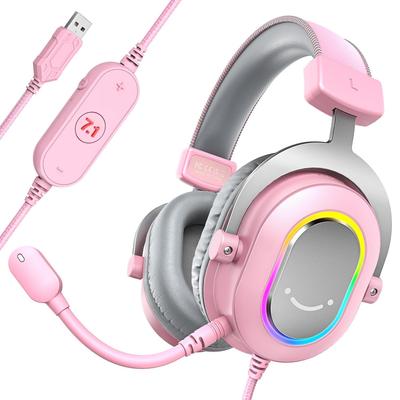 Игровая гарнитура FIFINE с объемным звуком, совместимые игровые наушники с RGB-управлением звуком, совместимые с Оснащены 3 настройками эквалайзера Музыка Отсоединяемый