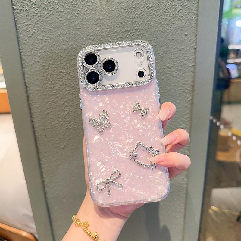 Бабочка полый КТ кот чехол для мобильного телефона для Iphone16Promax всесторонний Apple 17 узор ракушки жесткий чехол