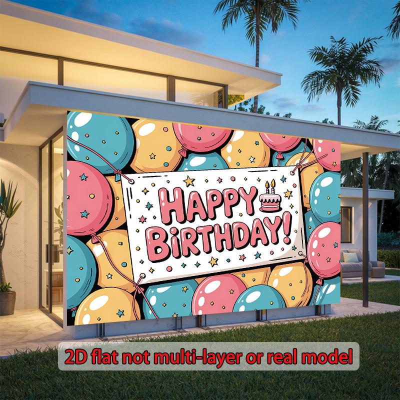 2D flat design 1 piece packaging includes a birthday celebration balloon designed as a photo background decoration