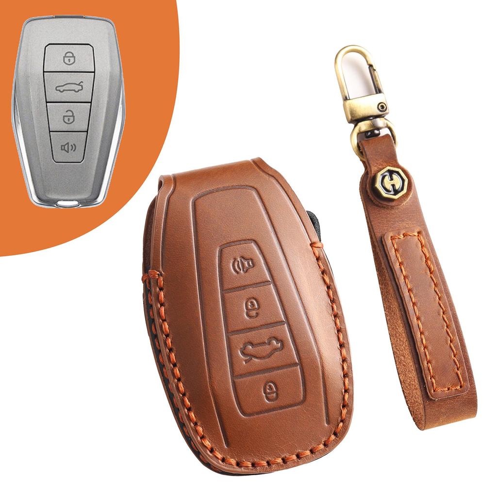 Чехол для ключа Geely: Emgrand S, Boyue, Xingrui, Icon, Xingyue L, Binyue, Vision, Binrui — кожаная пряжка-ракушка.