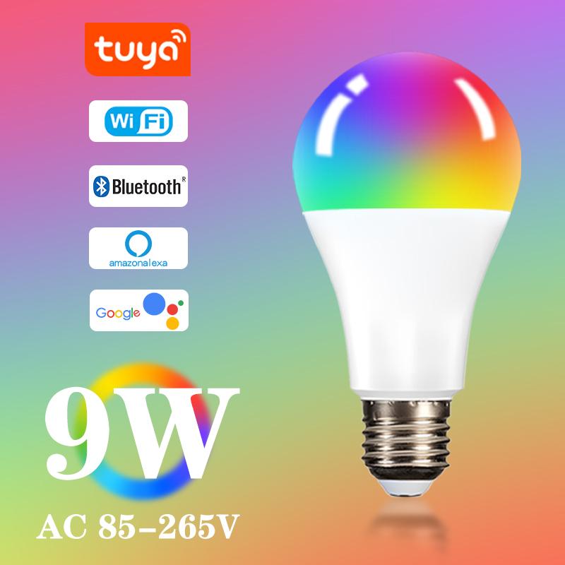 Умная лампочка E27 WiFi/Bluetooth Диммируемая светодиодная лампочка 9 Вт/12 Вт RGBCW 85-265 В Управление через приложение Smart Life Поддержка Alexa Google Home