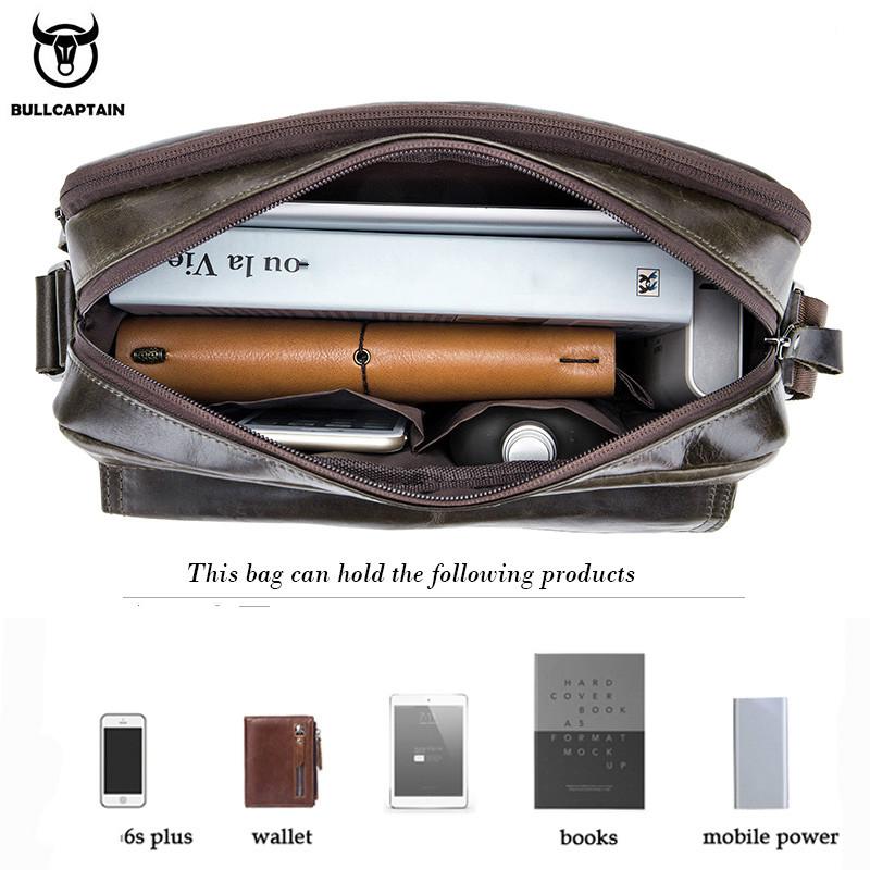 BULLCAPTAIN Мужские сумки через плечо из натуральной кожи, диагональные сумки, деловые портфели, повседневные сумки большой вместимости