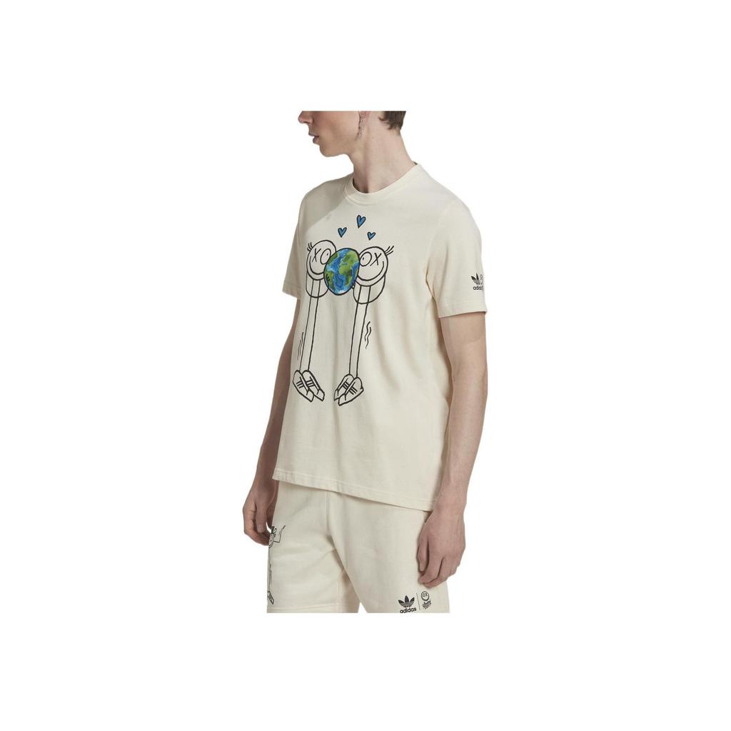 adidas Футболка мужская Originals X Andre Saraiva Clover Cartoon Print Cotton T-Shirt светло-коричневая HL9239
