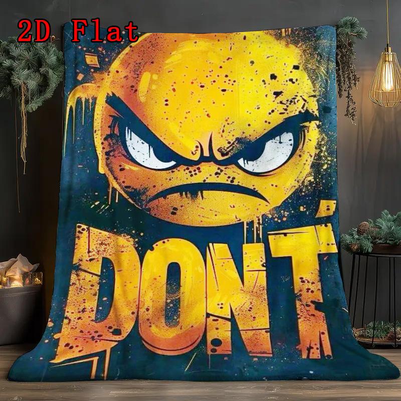 Angry expression 2D Flat Pattern Flannel Blanket High quality All Seasons Warmth and Comfort Perfect for Christmas Gifts.