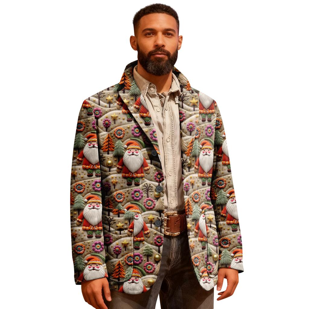 Мужской уродливый рождественский вельветовый теплый карманный пиджак-кардиган, мужской повседневный костюм